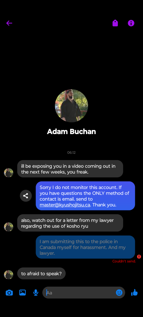 Adam Buchan Threats
